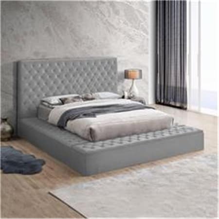 Better Home 61.5 x 96 x 99 in. Cosmopolitan Velvet Upholstered Platform King Size Bed, Gray Cosmo-60-Gry